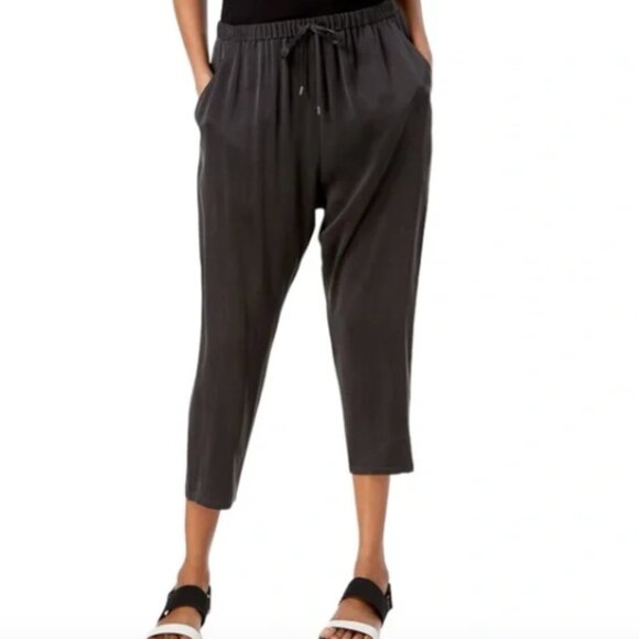 Eileen Fisher Silk Slouchy Drawstring Sandwashed Silk Charmeuse Pants - Picture 1 of 8